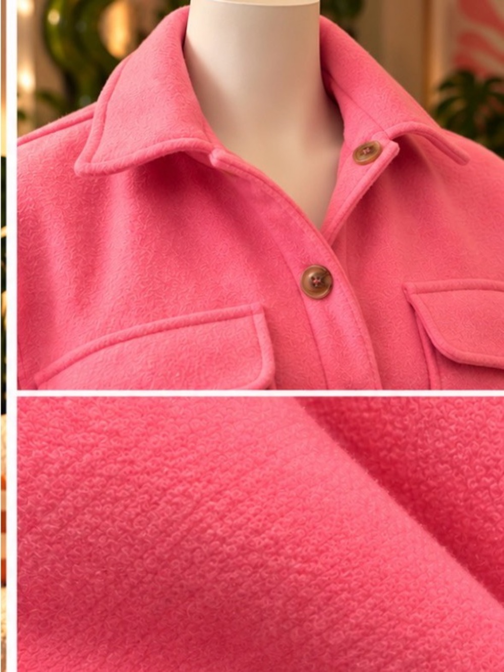 Women’s Pink Button-Front Utility Shacket - Picture 4 of 5